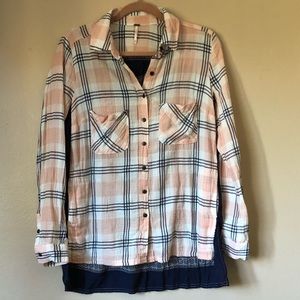 Free People Flannel Button Down Shirt